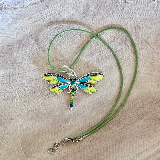 Meadow Wings Dragonfly Pendant – Fresh Greens & Playful Light