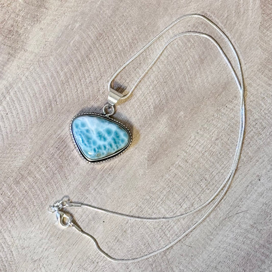 Seafoam Larimar Pendant – Ocean Textures in Sterling Silver