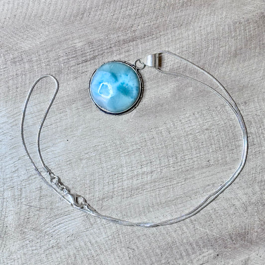 Blue Horizon Pendant – Calming Larimar on Sterling Silver