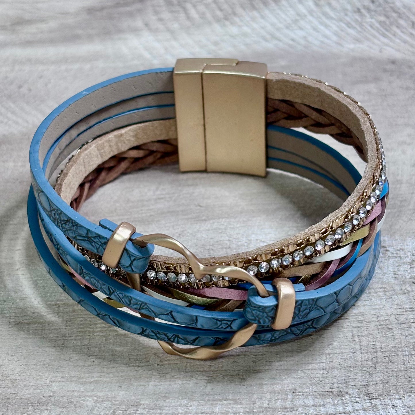 Sky Weave Cuff – Braided Blues & Soft Pastels