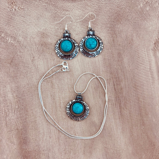 Turquoise Swirl Medallion Set – Bold & Timeless