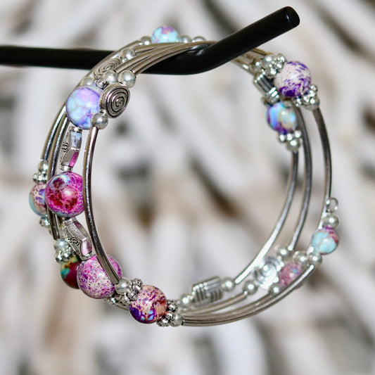 Purple Blue Imperial Stone Layered Bracelet – Majestic & Mystical