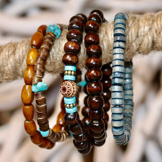 Beachcomber Beaded Bracelet Stack – Coastal & Earthy