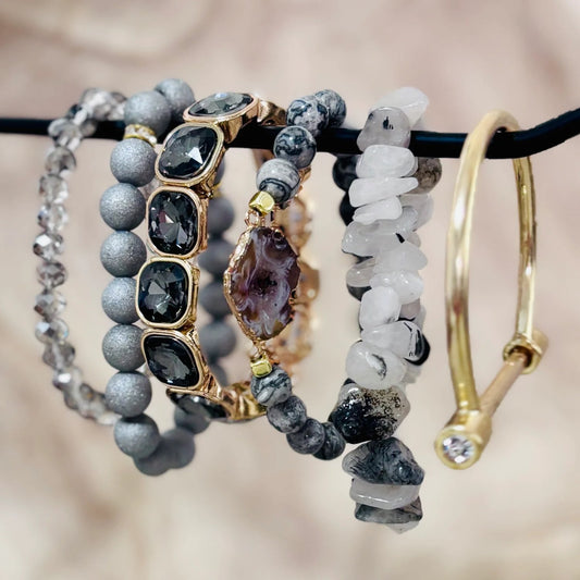 Midnight Dreams Mixed Crystal Bracelet Stack Set