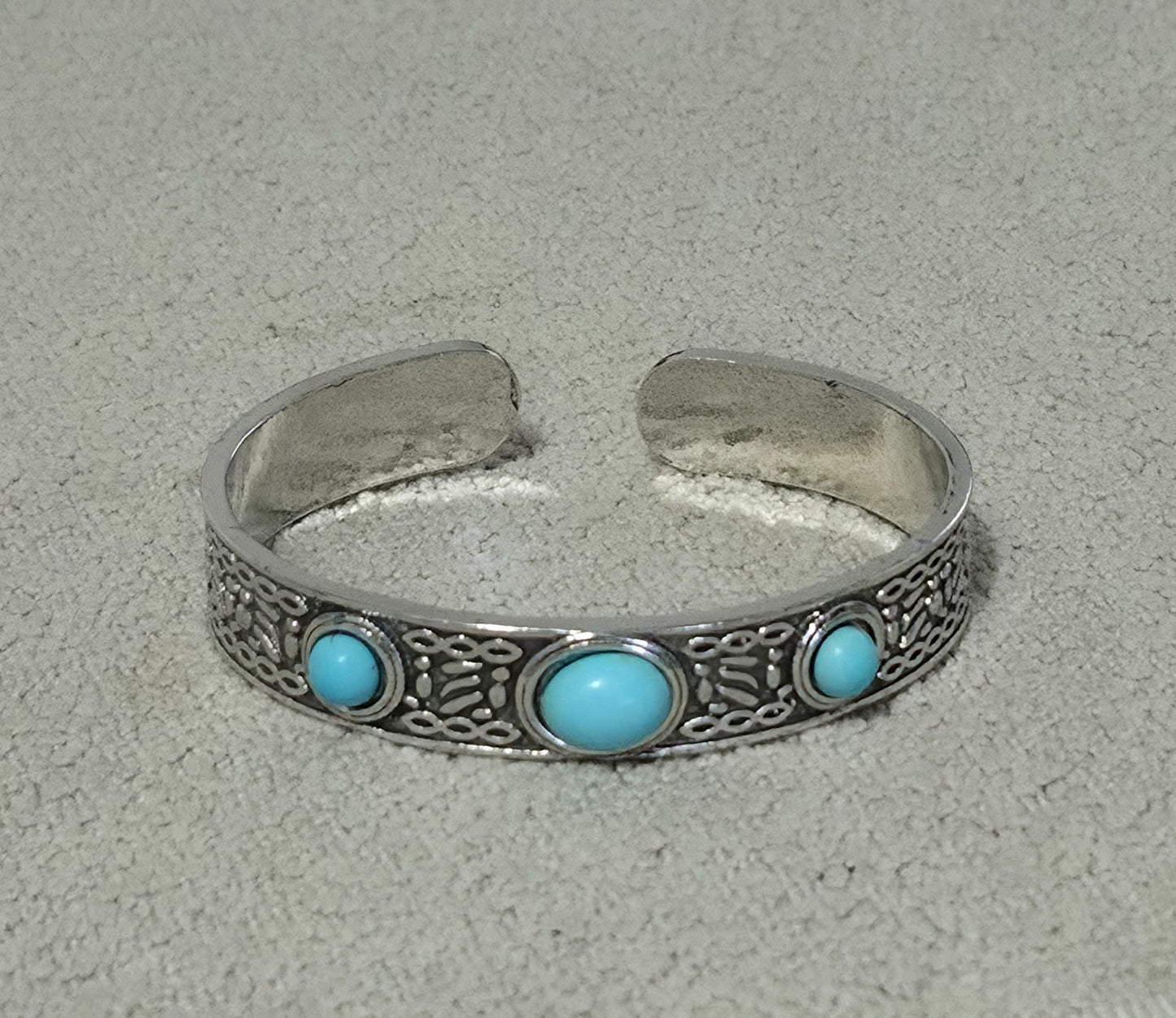 Silver Cuff Bracelet With Three Turquoise Stones