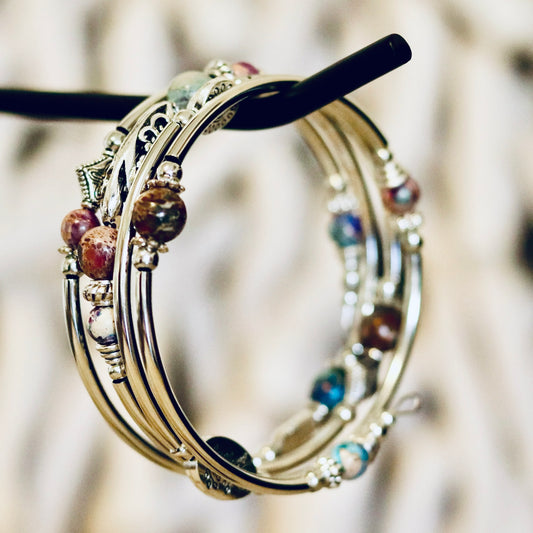 Multi-Gemstone Layered Bracelet – Boho Chic Elegance