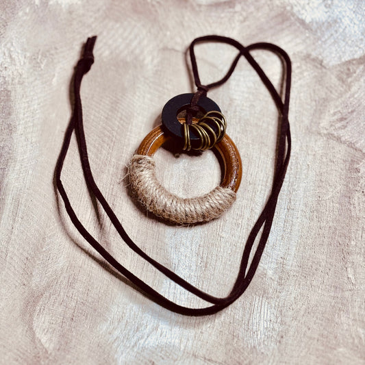 Harbour Loop Pendant – Nautical Rope & Wood Necklace